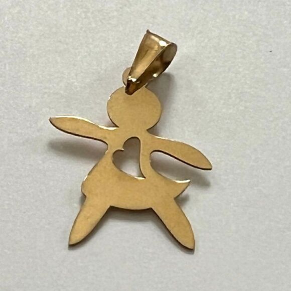 14k Solid Gold Little Girl Charm Pendant - Minimalist Jewelry Gift for Sister | - Picture 2 of 10